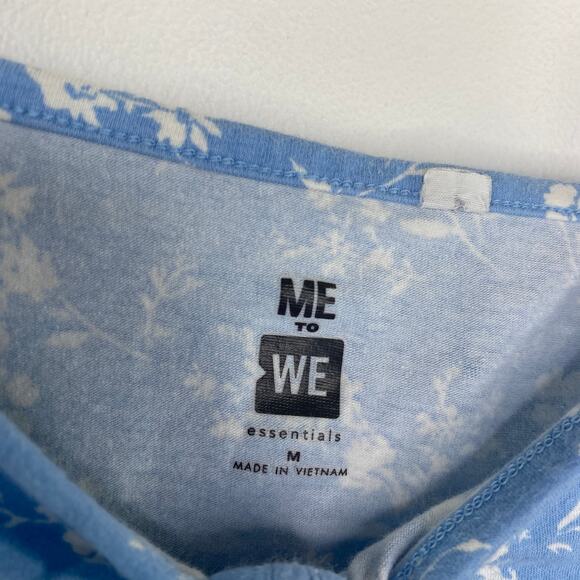Me to We Light Blue White Floral Print Cropped Tank Top Women's Size Medium M - Picture 5 of 7
